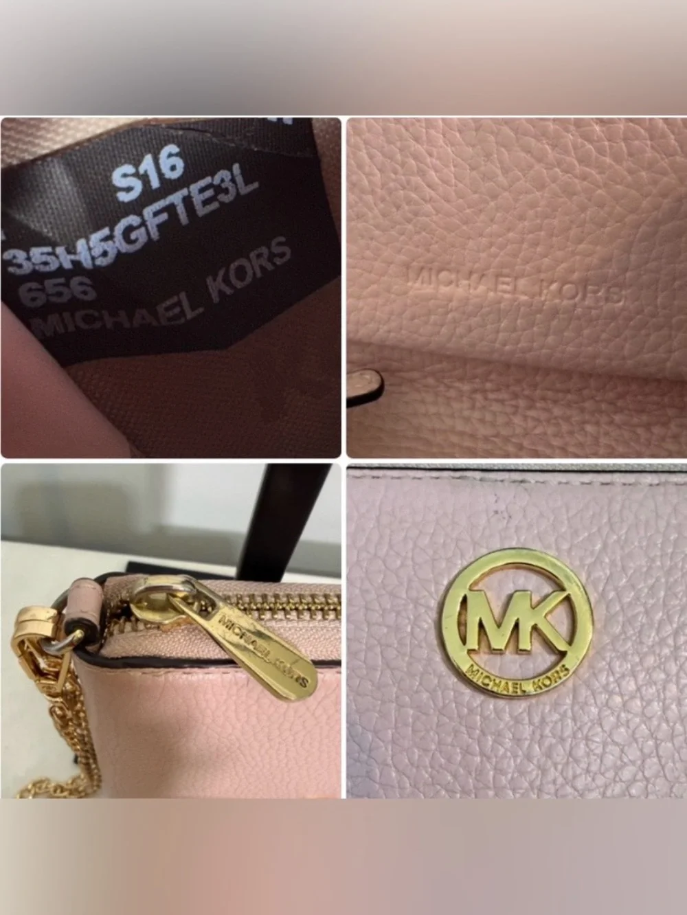 Michael Kors Blush Pink Pebbled Leather Wallet Wristlet with Replacement Strap